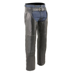 Milwaukee Leather MLM5505 Men's Removal Thermal Lined Black Premium Leather Motorcycle Chaps w/ Cool-Tec Leather