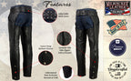 Milwaukee Leather USA MADE MLM5570 Men's Black Enfold Classic Premium Leather Motorcycle Chaps with Jean Pockets