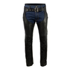Milwaukee Leather USA MADE MLM5570 Men's Black Enfold Classic Premium Leather Motorcycle Chaps with Jean Pockets