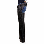 Milwaukee Leather USA MADE MLM5571 Men's Black Rough Rider Premium Leather Motorcycle Chaps with Thermal Liner