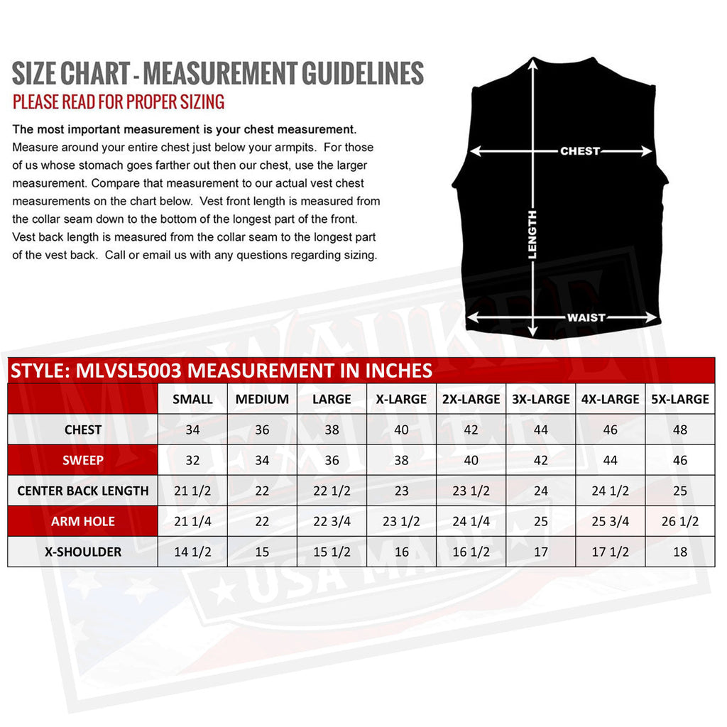 Milwaukee Leather USA MADE MLVSL5003 Women's Black Speed Queen Motorcycle Leather Vest with Front Zipper
