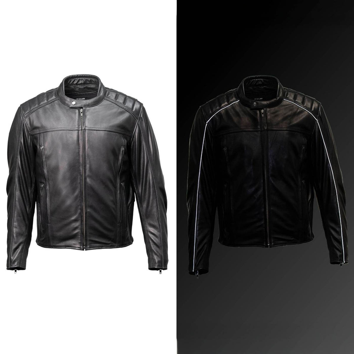 MMCC Men's Top-Spot Black Leather Motorcycle Jacket - MMC10007