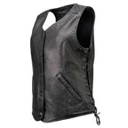 MMCC Women's Born Free Black Leather Motorcycle Vest - MMC40002