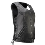 MMCC Women's Born Free Black Leather Motorcycle Vest - MMC40002