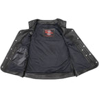 MMCC Women's Born Free Black Leather Motorcycle Vest - MMC40002