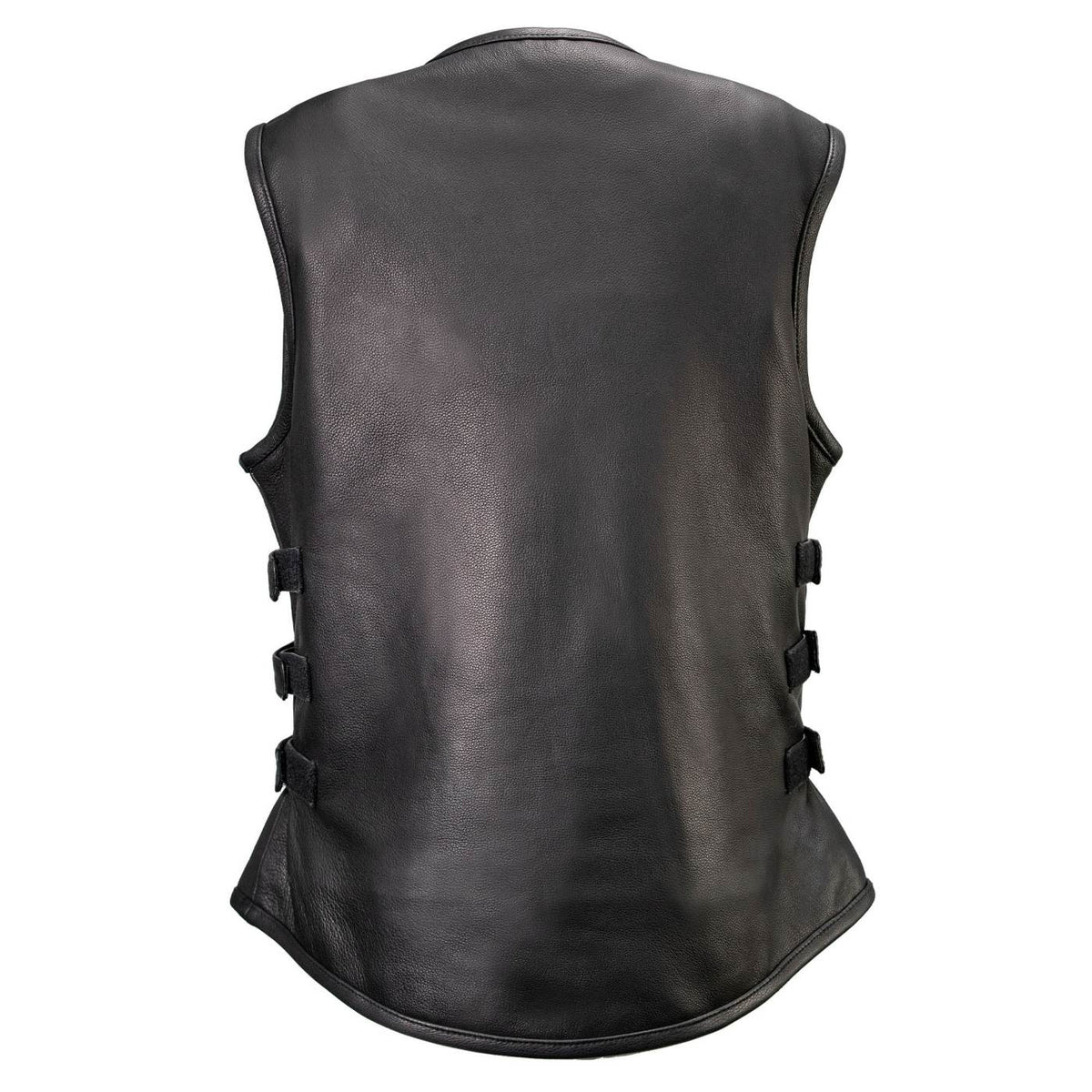 MMCC Women's Gixxer Black Leather Motorcycle Vest - MMC40003