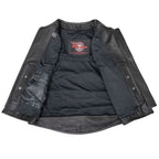 MMCC Women's Gixxer Black Leather Motorcycle Vest - MMC40003