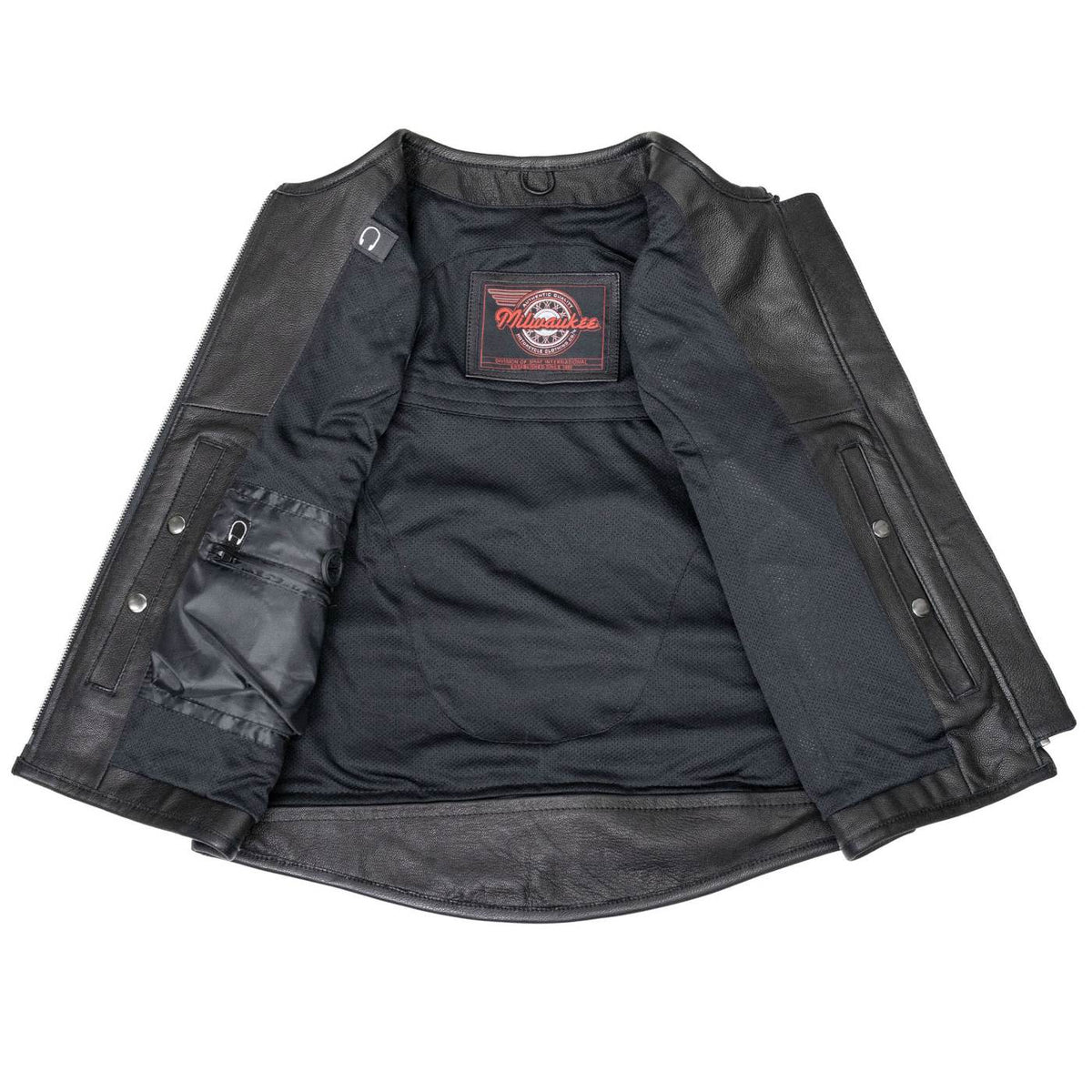 MMCC Women's Gixxer Black Leather Motorcycle Vest - MMC40003