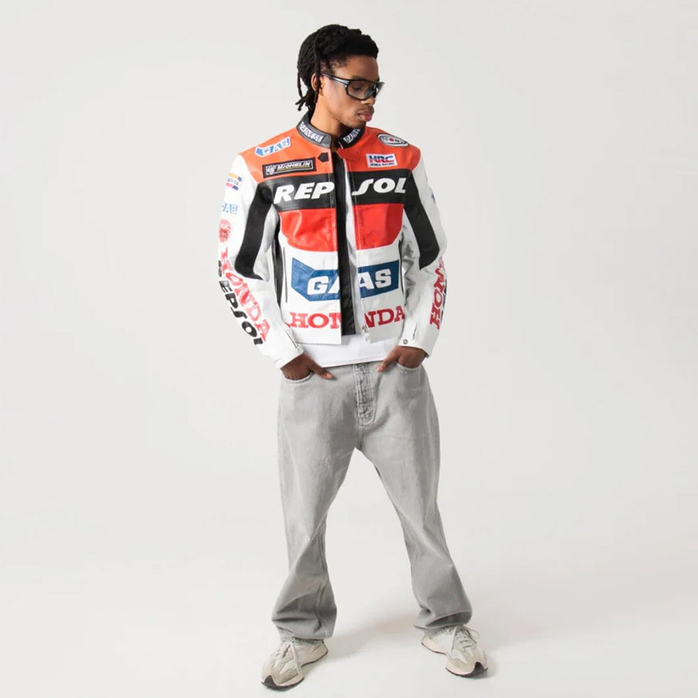 Classic Repsol Men’s Honda Motorbike Racing Leather Jacket