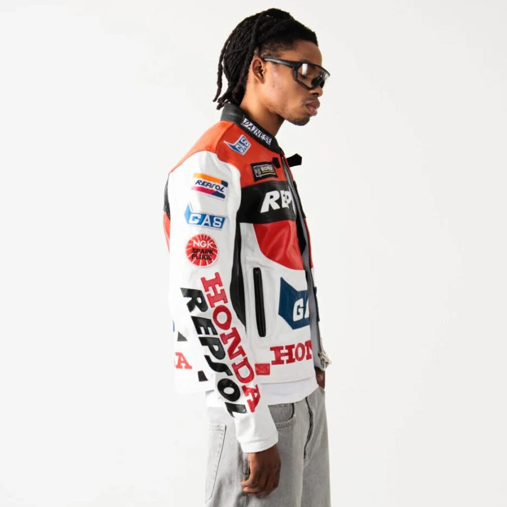 Classic Repsol Men’s Honda Motorbike Racing Leather Jacket