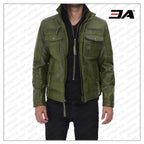 Moffit Green Real Leather Jacket