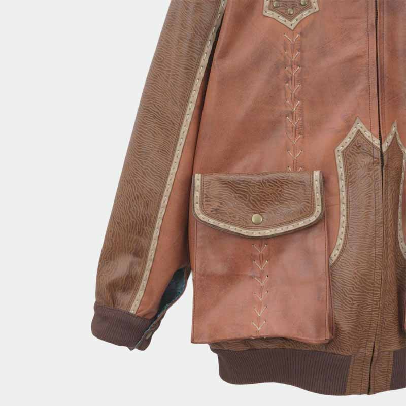 Men's and Women's Monster Alma Handler Inspired Leather Jacket with Dual Tone Cowhide and Sheepskin Leather