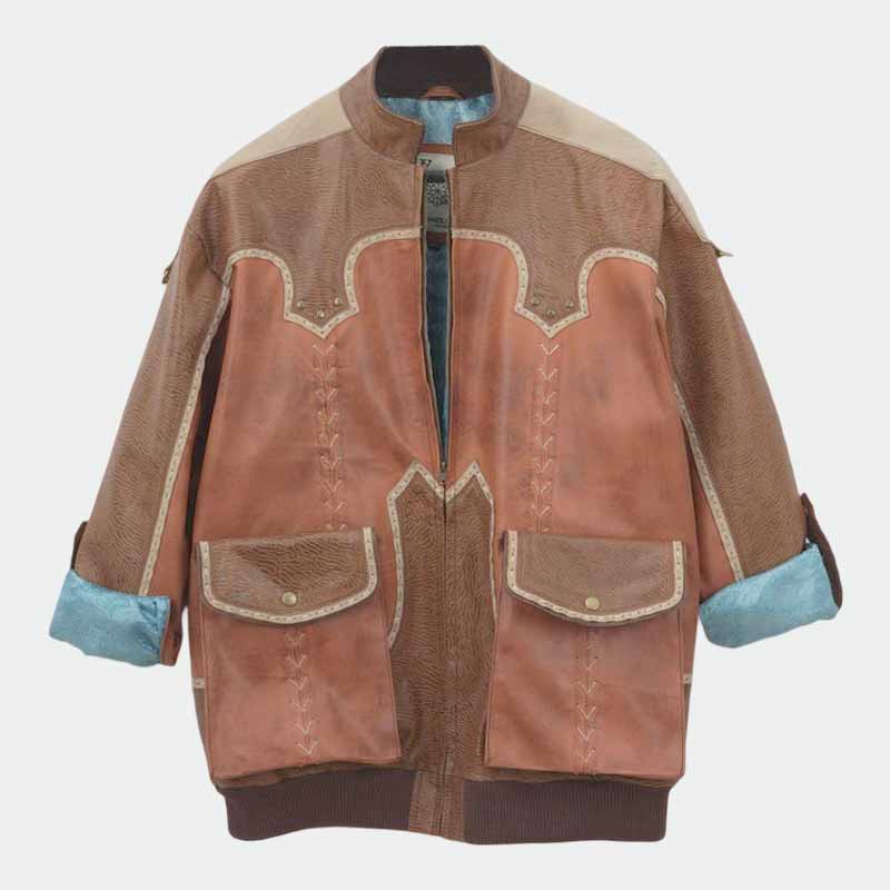 Men's and Women's Monster Alma Handler Inspired Leather Jacket with Dual Tone Cowhide and Sheepskin Leather