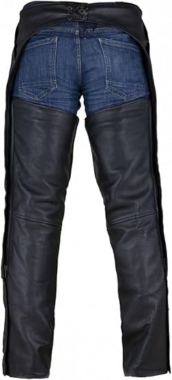 Motorcycle Black Leather Chaps With Armor