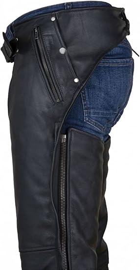 Motorcycle Black Leather Chaps With Armor