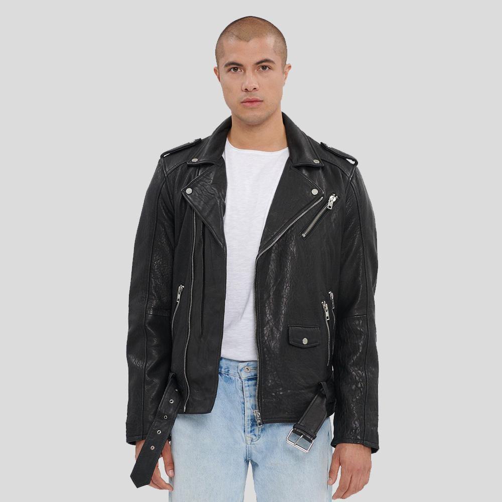 Adiv Black Motorcycle Leather Jacket