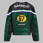 Green Black Racing Leather Biker Jacket