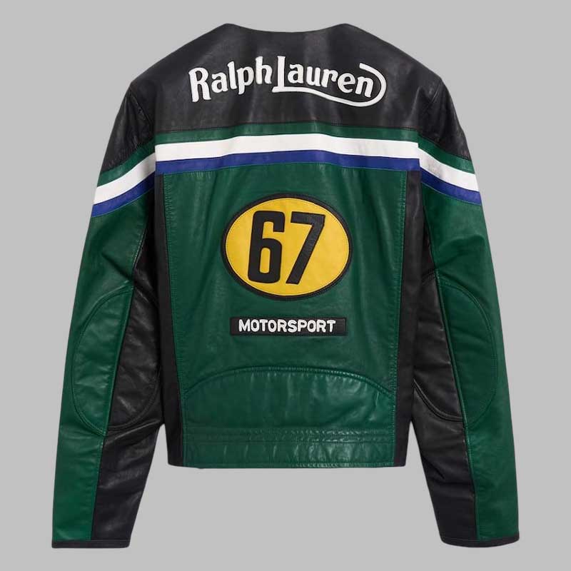 Green Black Racing Leather Biker Jacket