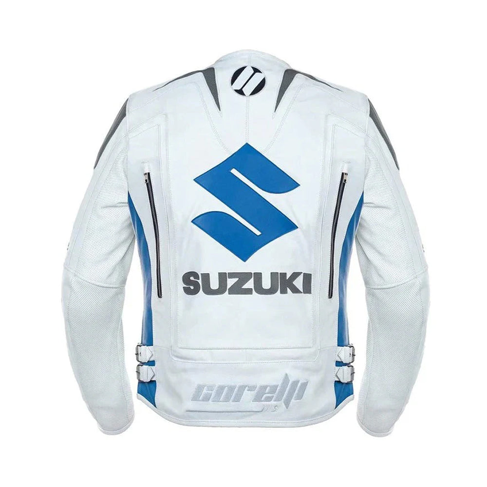Motul x Suzuki White Edition – Premium Leather Motorbike Racing Jacket