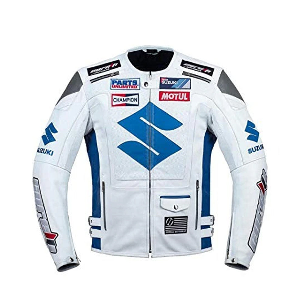 Motul x Suzuki White Edition – Premium Leather Motorbike Racing Jacket