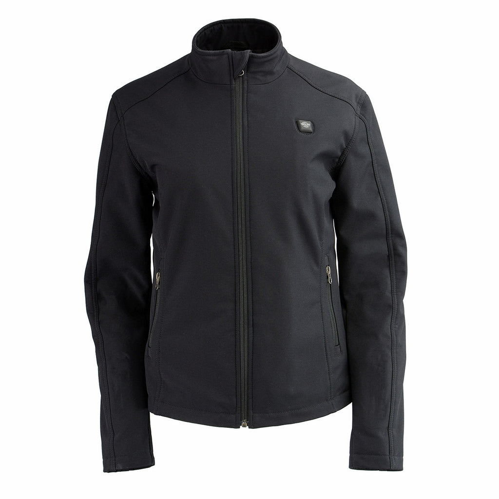 Nexgen Heat MPL2760SET Women's Black Soft Shell Zipper Front Heated Jacket Powered By Rechargeable 10000mAh Battery Pack