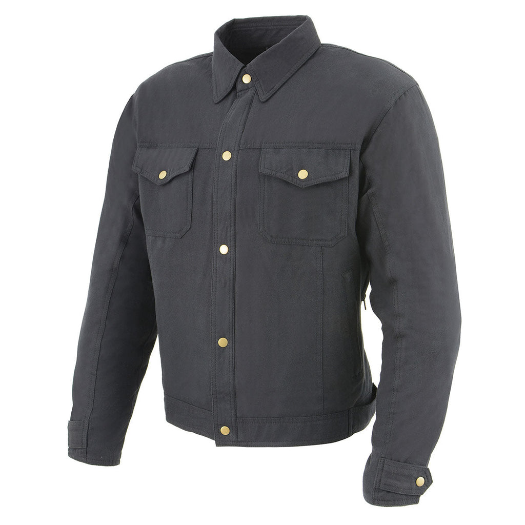 Milwaukee Leather MPM1623 Men's Black CE Armored Long Sleeve Biker Shirt Jacket Reinforced w/ Aramid Fibers