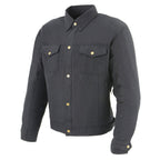 Milwaukee Leather MPM1623 Men's Black CE Armored Long Sleeve Biker Shirt Jacket Reinforced w/ Aramid Fibers