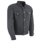 Milwaukee Leather MPM1623 Men's Black CE Armored Long Sleeve Biker Shirt Jacket Reinforced w/ Aramid Fibers