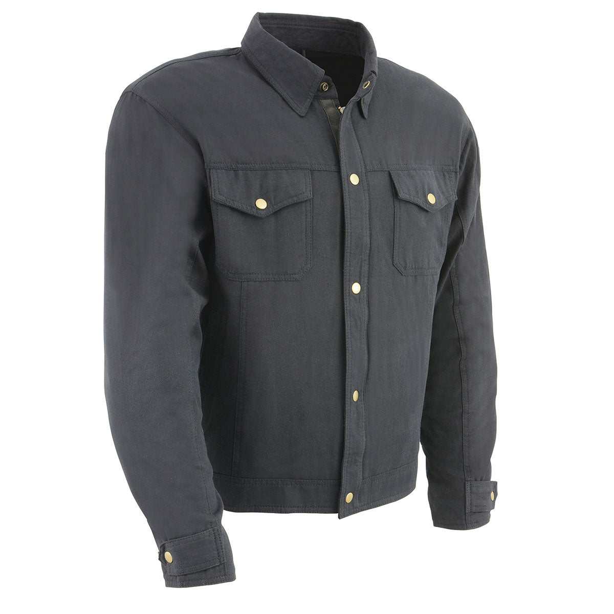 Milwaukee Leather MPM1623 Men's Black CE Armored Long Sleeve Biker Shirt Jacket Reinforced w/ Aramid Fibers