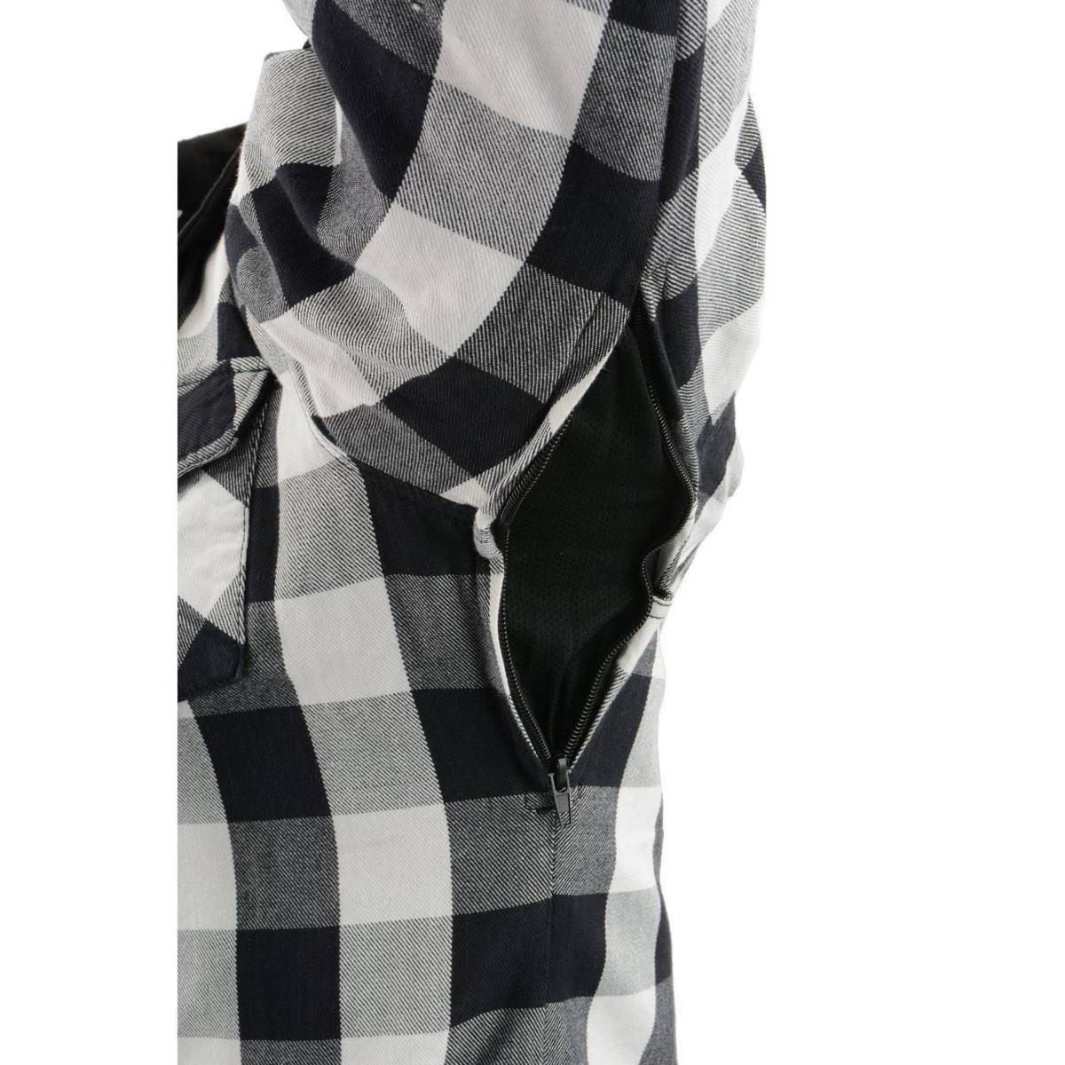 Milwaukee Leather Men’s Othello Black & White Plaid Hooded Riding Shirt w/ CE Armor & Aramid Fiber Panels - MPM1629