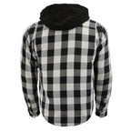 Milwaukee Leather Men’s Othello Black & White Plaid Hooded Riding Shirt w/ CE Armor & Aramid Fiber Panels - MPM1629