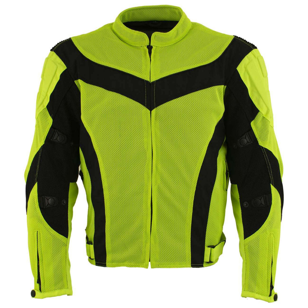 Milwaukee Leather Men's Invasion Black/Neon Textile Motorcycle Jacket w/ CE Armor - MPM17028