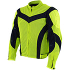 Milwaukee Leather Men's Invasion Black/Neon Textile Motorcycle Jacket w/ CE Armor - MPM17028