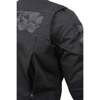 Milwaukee Leather MPM1730 Men's Black Padded Textile All Season Motorcycle Jacket w/ Reflective Skulls Artwork