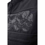 Milwaukee Leather MPM1730 Men's Black Padded Textile All Season Motorcycle Jacket w/ Reflective Skulls Artwork