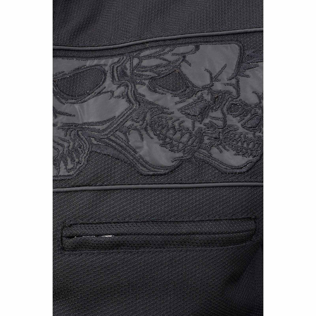 Milwaukee Leather MPM1730 Men's Black Padded Textile All Season Motorcycle Jacket w/ Reflective Skulls Artwork
