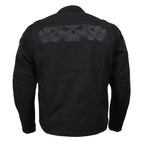 Milwaukee Leather MPM1730 Men's Black Padded Textile All Season Motorcycle Jacket w/ Reflective Skulls Artwork
