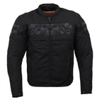 Milwaukee Leather MPM1730 Men's Black Padded Textile All Season Motorcycle Jacket w/ Reflective Skulls Artwork
