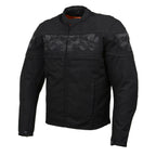 Milwaukee Leather MPM1730 Men's Black Padded Textile All Season Motorcycle Jacket w/ Reflective Skulls Artwork
