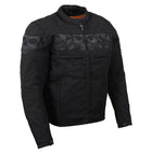 Milwaukee Leather MPM1730 Men's Black Padded Textile All Season Motorcycle Jacket w/ Reflective Skulls Artwork