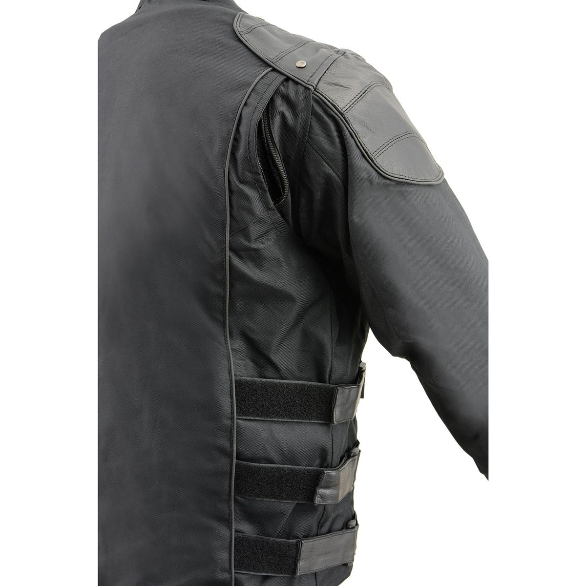 Milwaukee Leather MPM1755 Men's 'Assault Style' Black Leather and Textile M/C Jacket