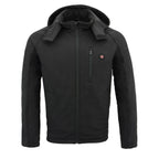 Nexgen Heat MPM1767SET Men's Black 'Heated' Soft Shell Hooded Zipper Front Jacket (Rechargeable Battery Pack Included)
