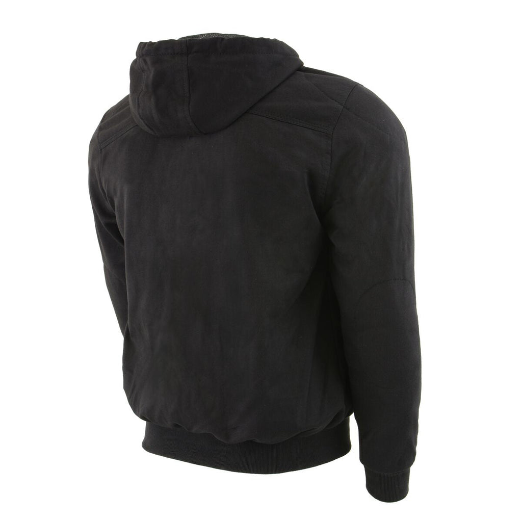 Milwaukee Leather Men's Black Streetguard Riding Hoodie - Aramid Reinforced with CE Shoulder and Elbow Armor - MPM1788