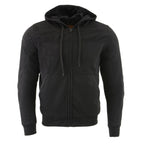 Milwaukee Leather Men's Black Streetguard Riding Hoodie - Aramid Reinforced with CE Shoulder and Elbow Armor - MPM1788