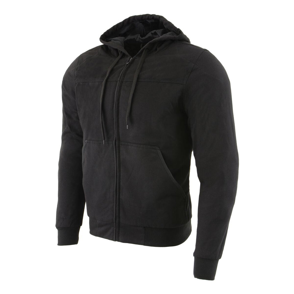 Milwaukee Leather Men's Black Streetguard Riding Hoodie - Aramid Reinforced with CE Shoulder and Elbow Armor - MPM1788