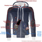 Milwaukee Leather Men's Silver Streetguard Riding Hoodie - Aramid Reinforced with CE Shoulder and Elbow Armor - MPM1788