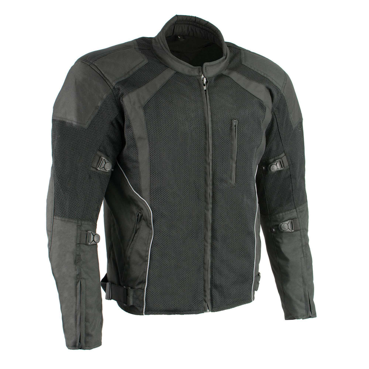 Milwaukee Leather MPM1793 Black Armored Mesh Motorcycle Jacket for Men - All Season Biker Jacket