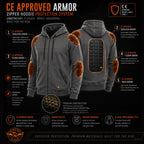 Milwaukee Leather Men's Silver Streetguard Riding Hoodie - Aramid Reinforced with CE Shoulder and Elbow Armor - MPM1788