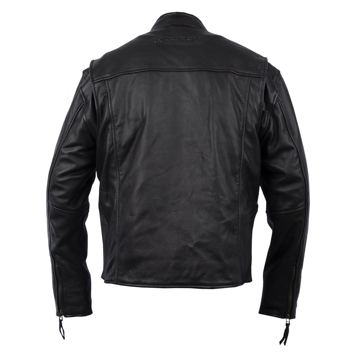 MMCC Men's Black Leather Motorcycle Jacket - MV5020