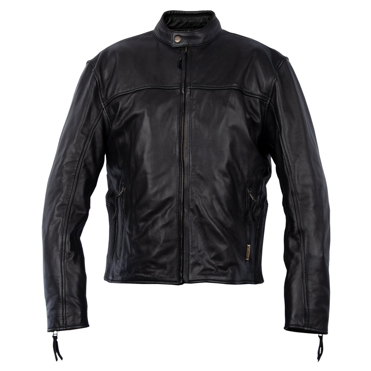 MMCC Men's Black Leather Motorcycle Jacket - MV5020